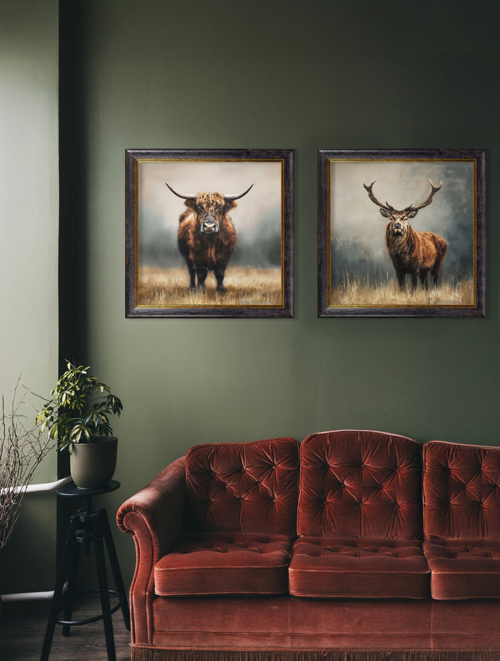 Highland Stag - Oxford Square Frame - TheArtistsQuarter
