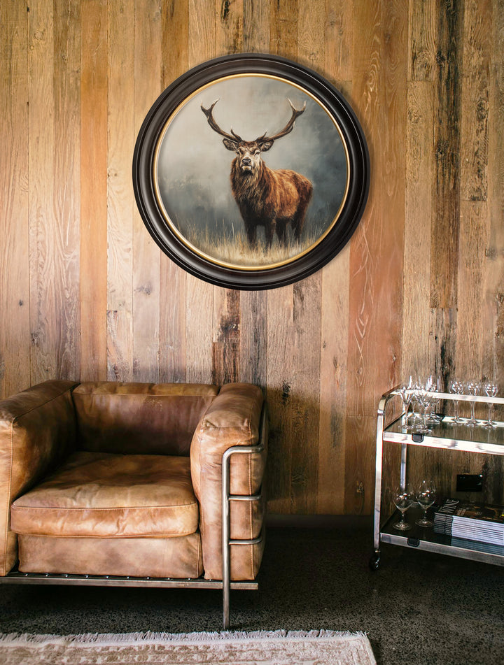 Highland Stag - Oxford Round Frame - TheArtistsQuarter