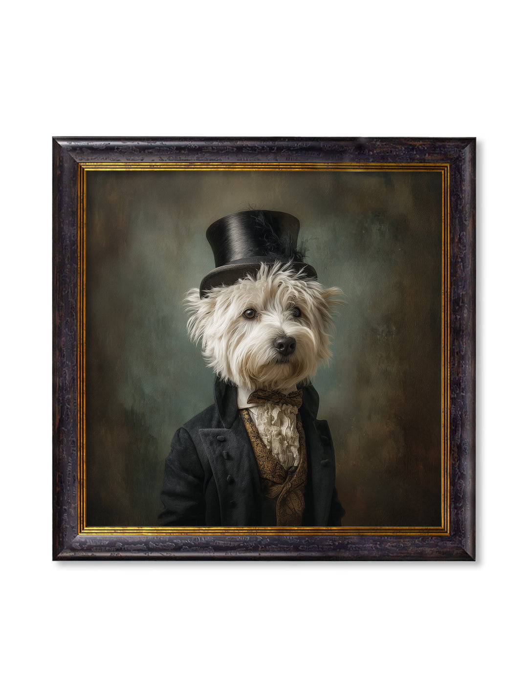Lord Westly Whitetail - Gentleman Westie Oxford Square Frame - TheArtistsQuarter