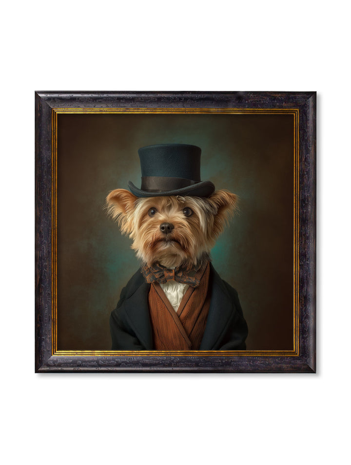Lord Barkley of York - Gentleman Yorkshire Terrier Oxford Square Frame - TheArtistsQuarter