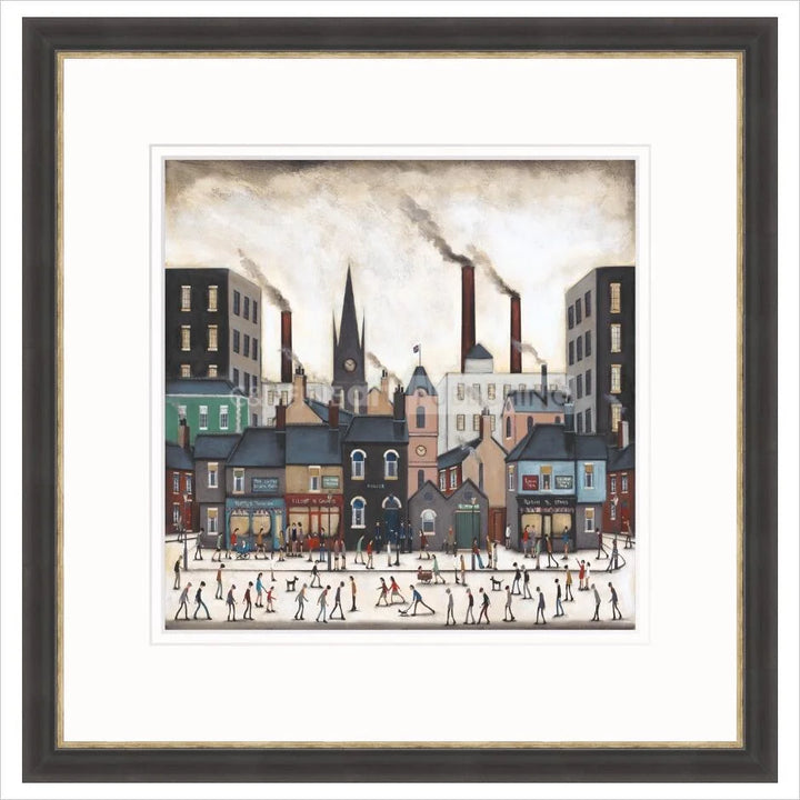 A Northern Saturday by Sean Durkin - black frame with distressed silver edge
