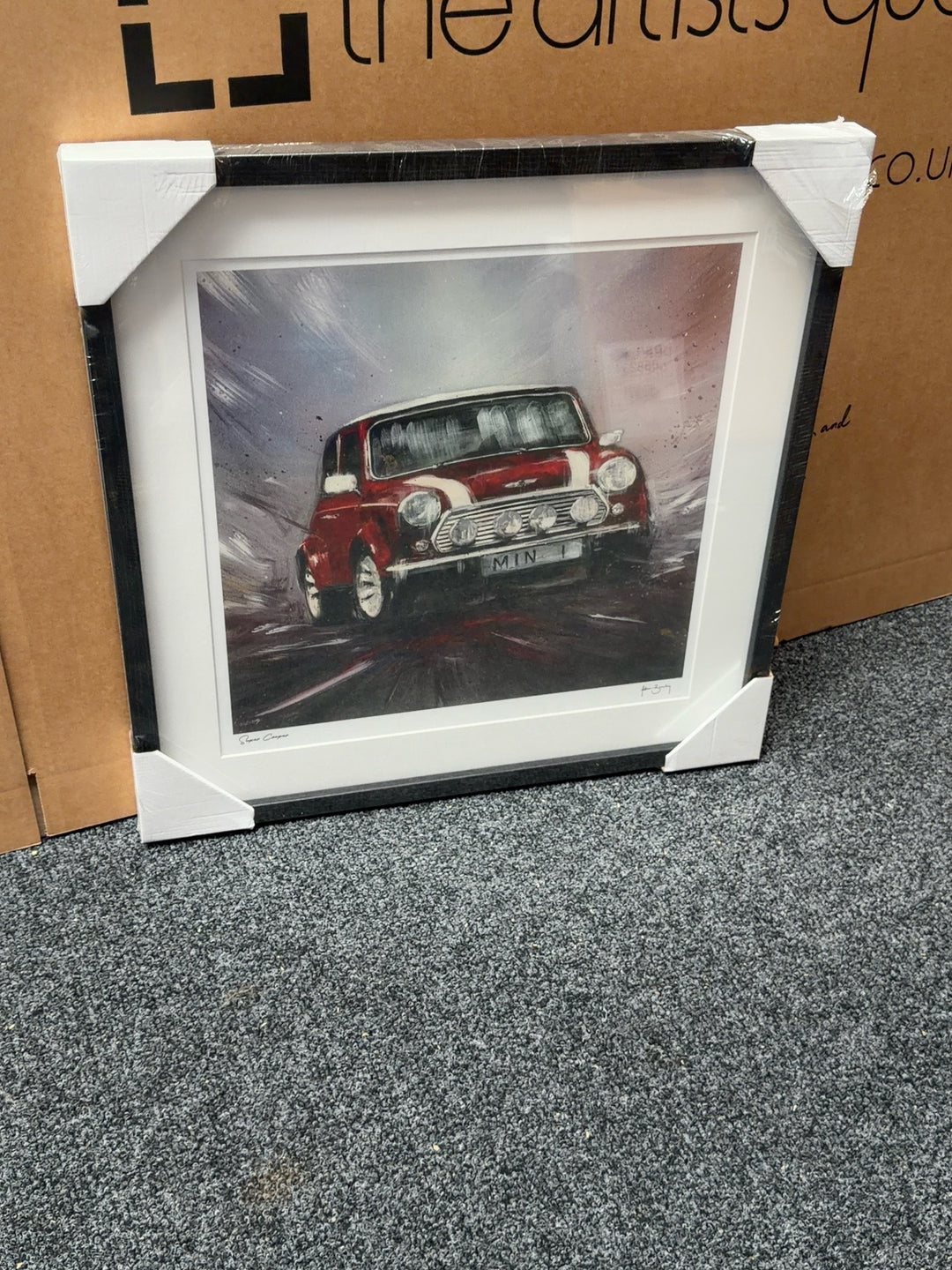 Adam Barsby framed red Mini artwork