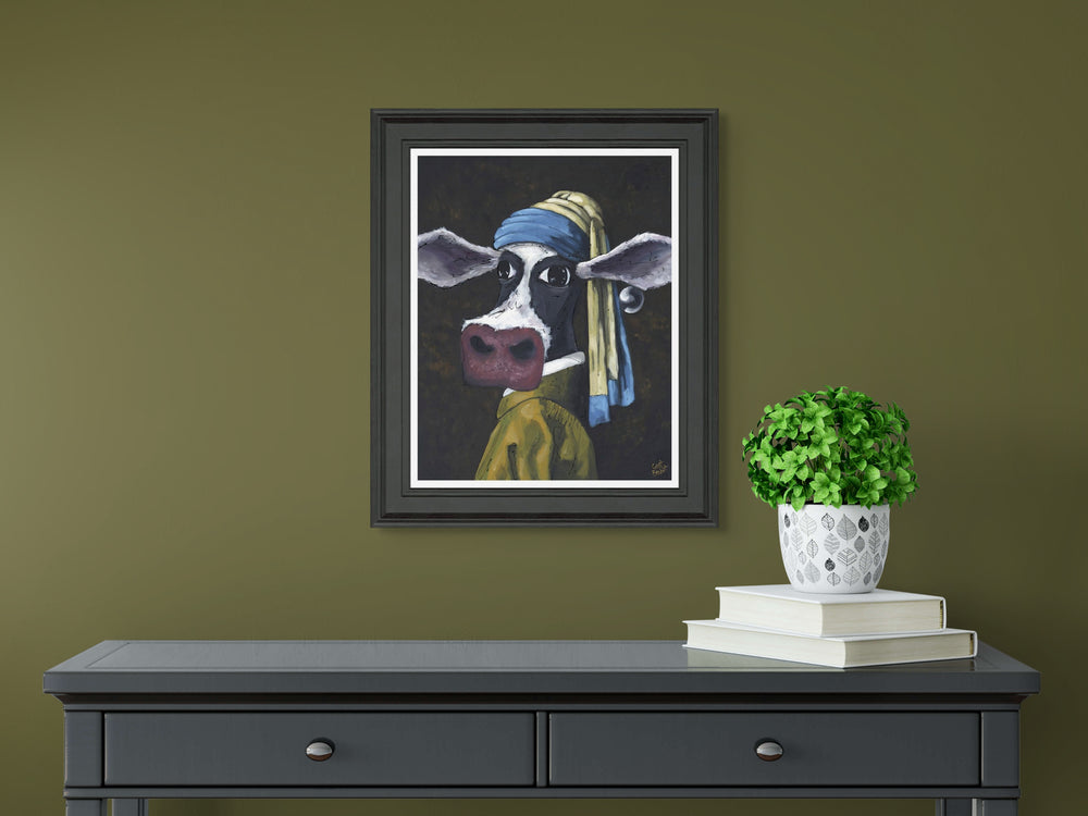 Cow With A Pearl Earring By Geoff Beckett *To be discontinued, last chance to order - TheArtistsQuarter