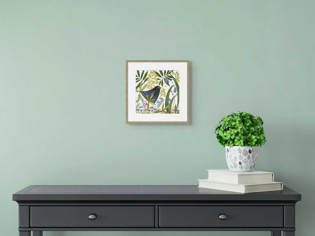 Blackbird In Hedgerow By Linda Hoskin - TheArtistsQuarter