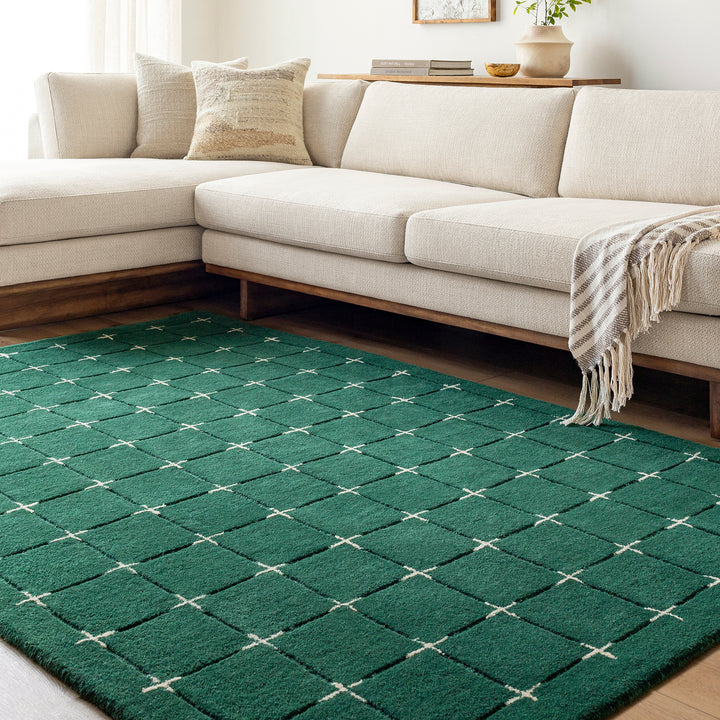 Brook Modern Wool Rug Green - TheArtistsQuarter