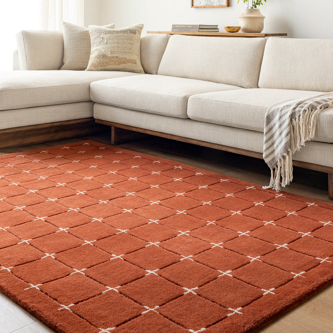 Brook Modern Wool Rug Terracotta - TheArtistsQuarter