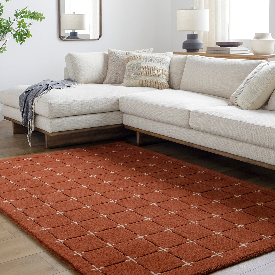 Brook Modern Wool Rug Terracotta - TheArtistsQuarter