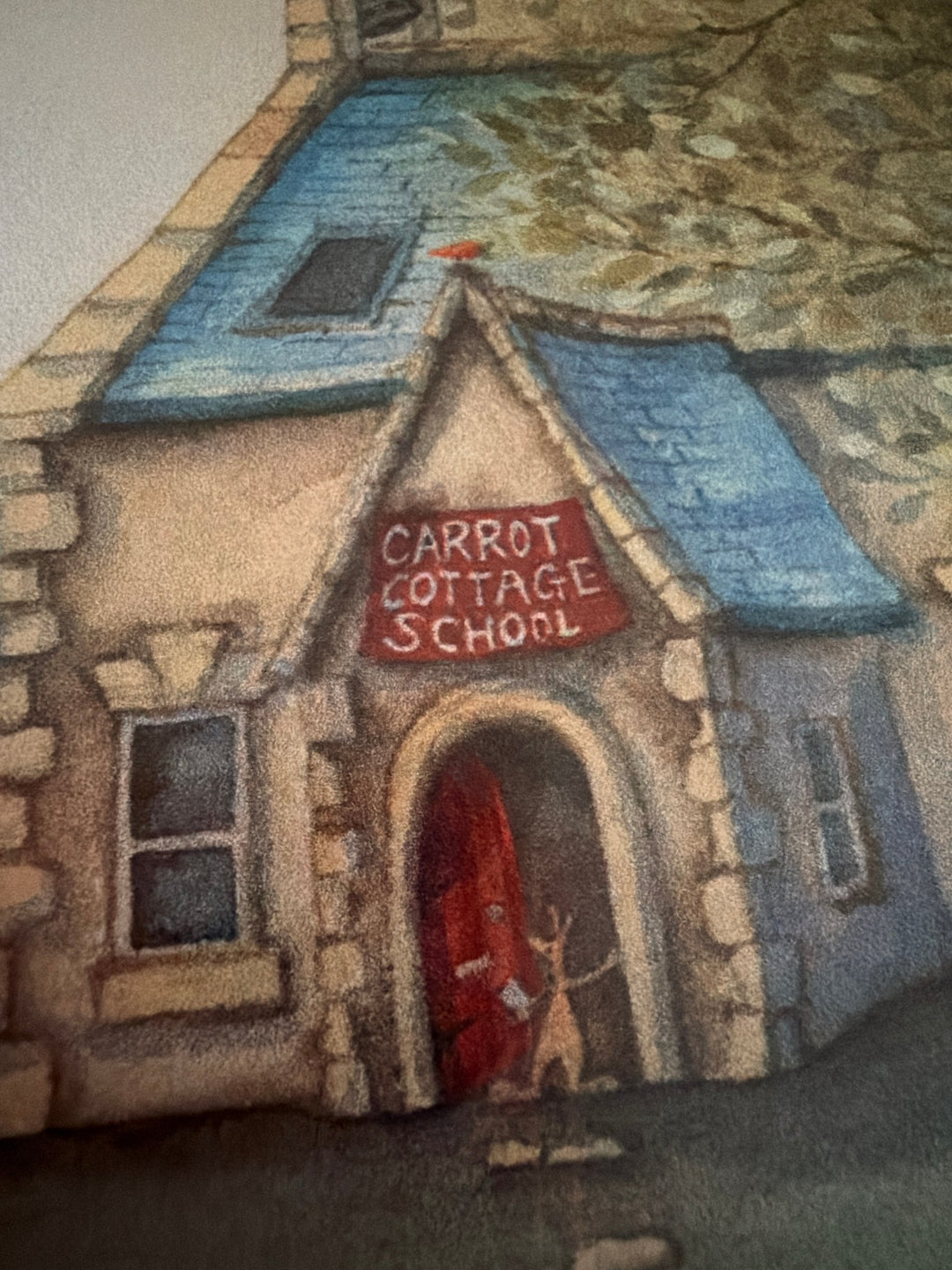 Carrot Cottage School by Catherine Stephenson – close-up of the Carrot Cottage School building