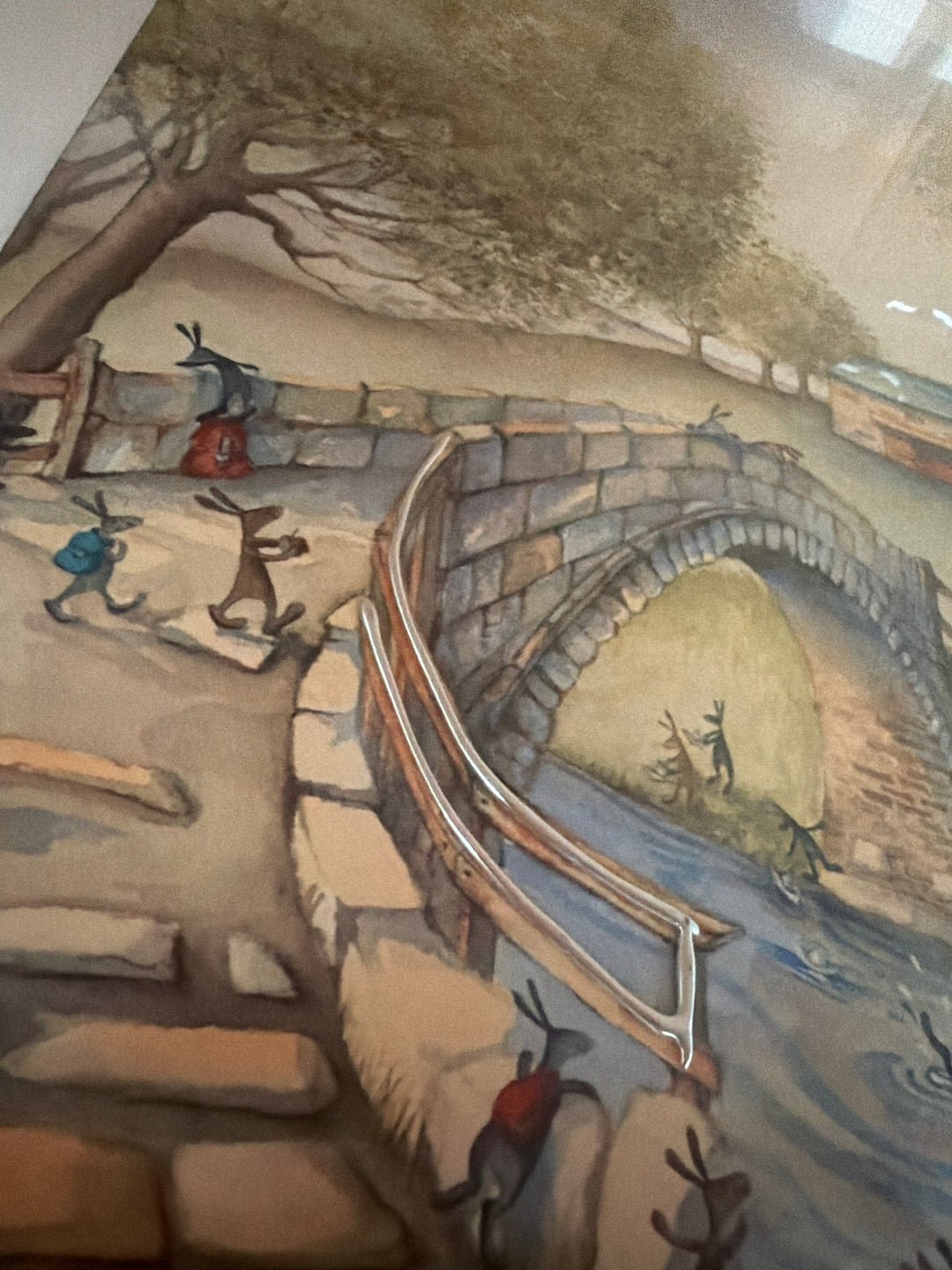Carrot Cottage School by Catherine Stephenson – close-up of the hand-applied silver embellishments on the bridge