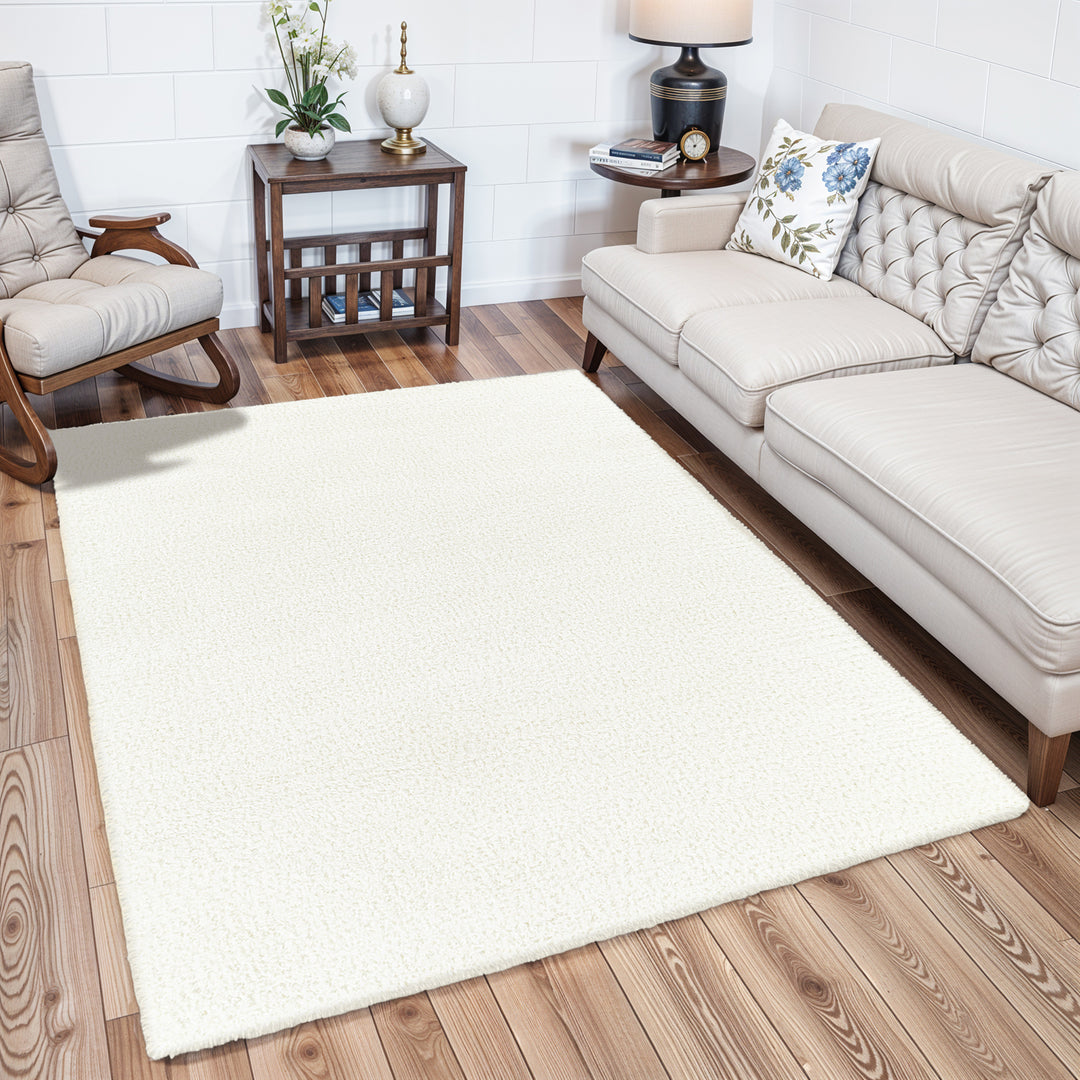 Cloudy Shaggy Rug White - TheArtistsQuarter