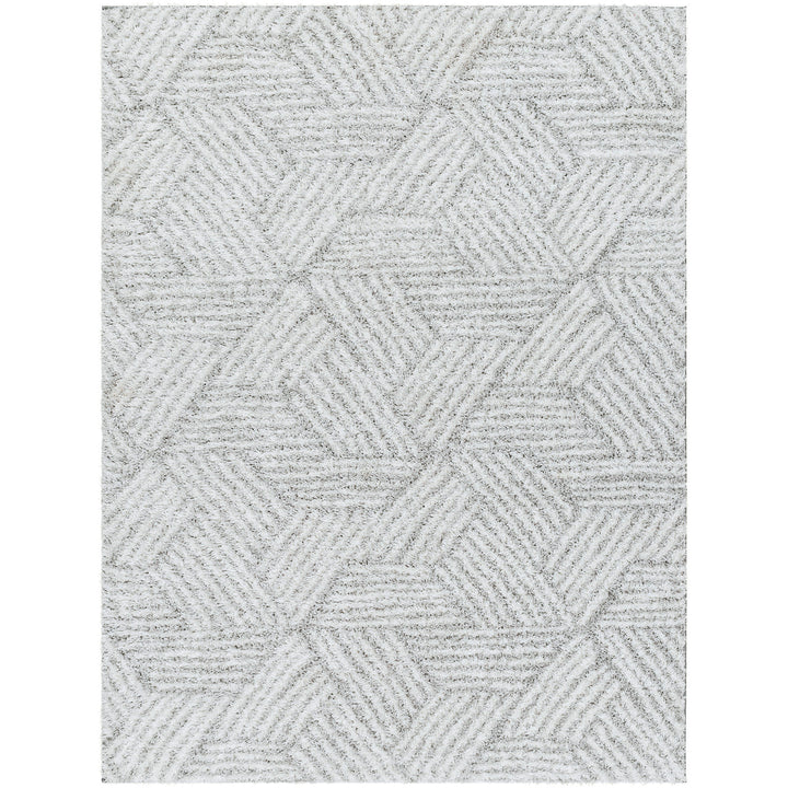 Cloudy Geometric Shaggy Rug Grey - TheArtistsQuarter