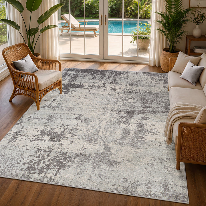 Chester Abstract Marble Rug Grey - TheArtistsQuarter