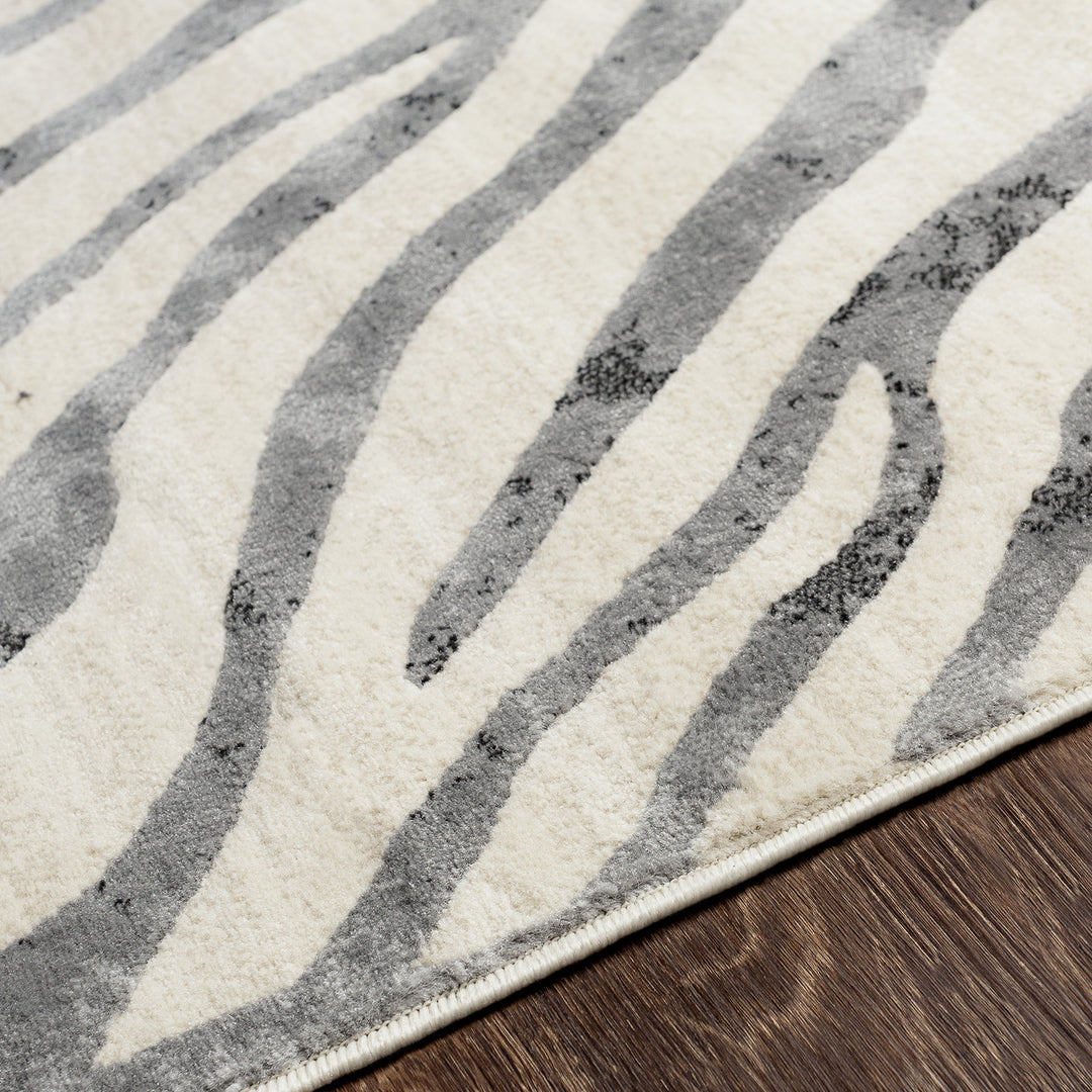 City Animal Print Zebra Boho Rug Grey - TheArtistsQuarter