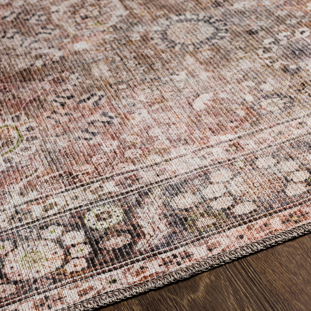 Colin Vintage Traditional Washable Runner Brown & Charcoal - TheArtistsQuarter