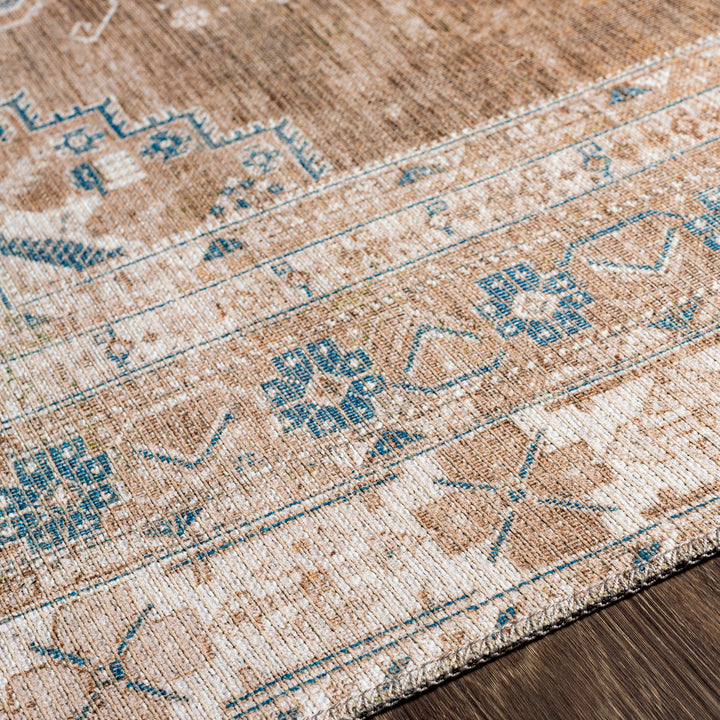 Colin Vintage Traditional Washable Runner Brown & Light Beige - TheArtistsQuarter