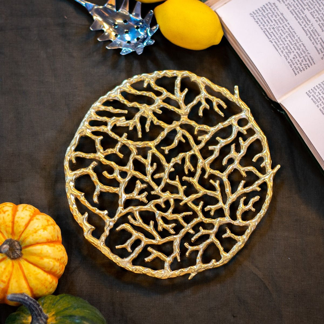 Culinary Concepts London. Gold Finished Coral Trivet - TheArtistsQuarter