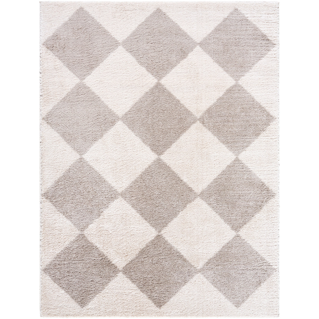 Fossay Washable Diamond Shaggy Rug Grey - TheArtistsQuarter