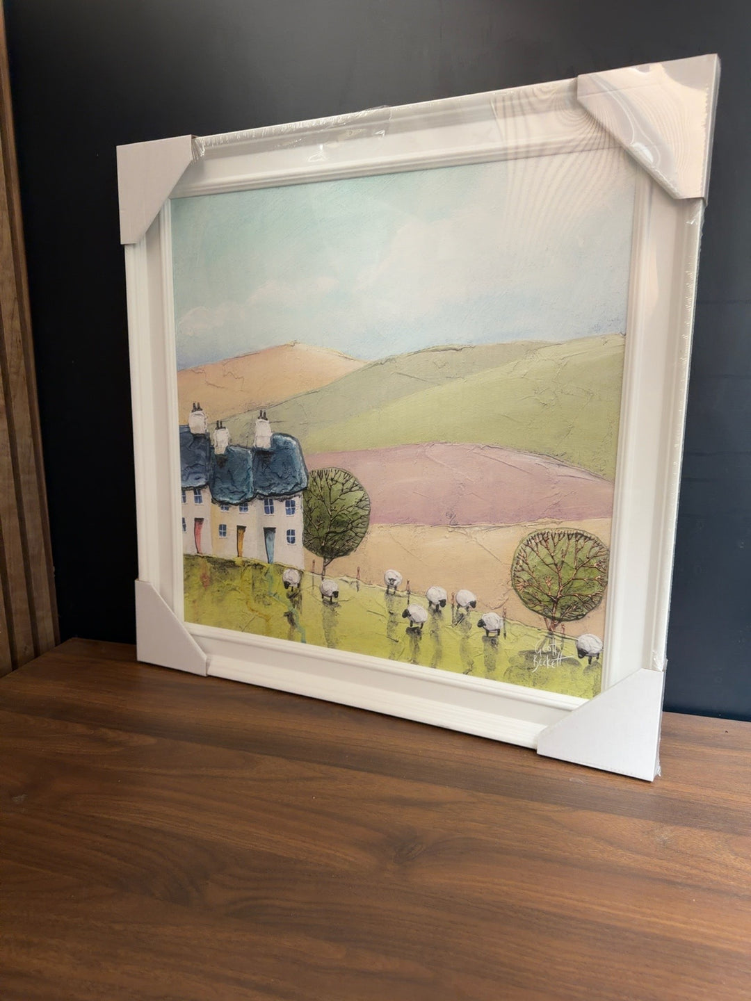 Sheep by the Cottages Trial by Geoff Beckett - TheArtistsQuarter