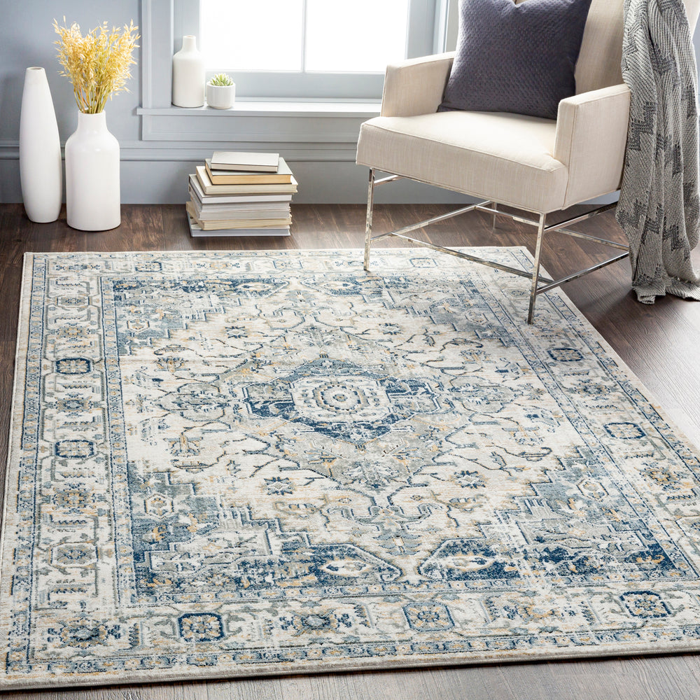 Jolie Traditional Rug Blue & Medium Grey - TheArtistsQuarter