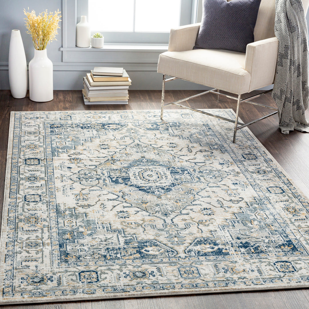 Jolie Traditional Rug Blue & Medium Grey - TheArtistsQuarter