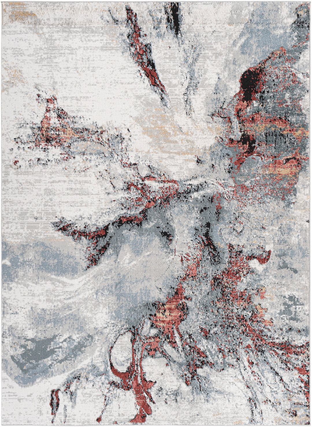 Jolie Abstract Marble Rug Grey & Burgundy - TheArtistsQuarter