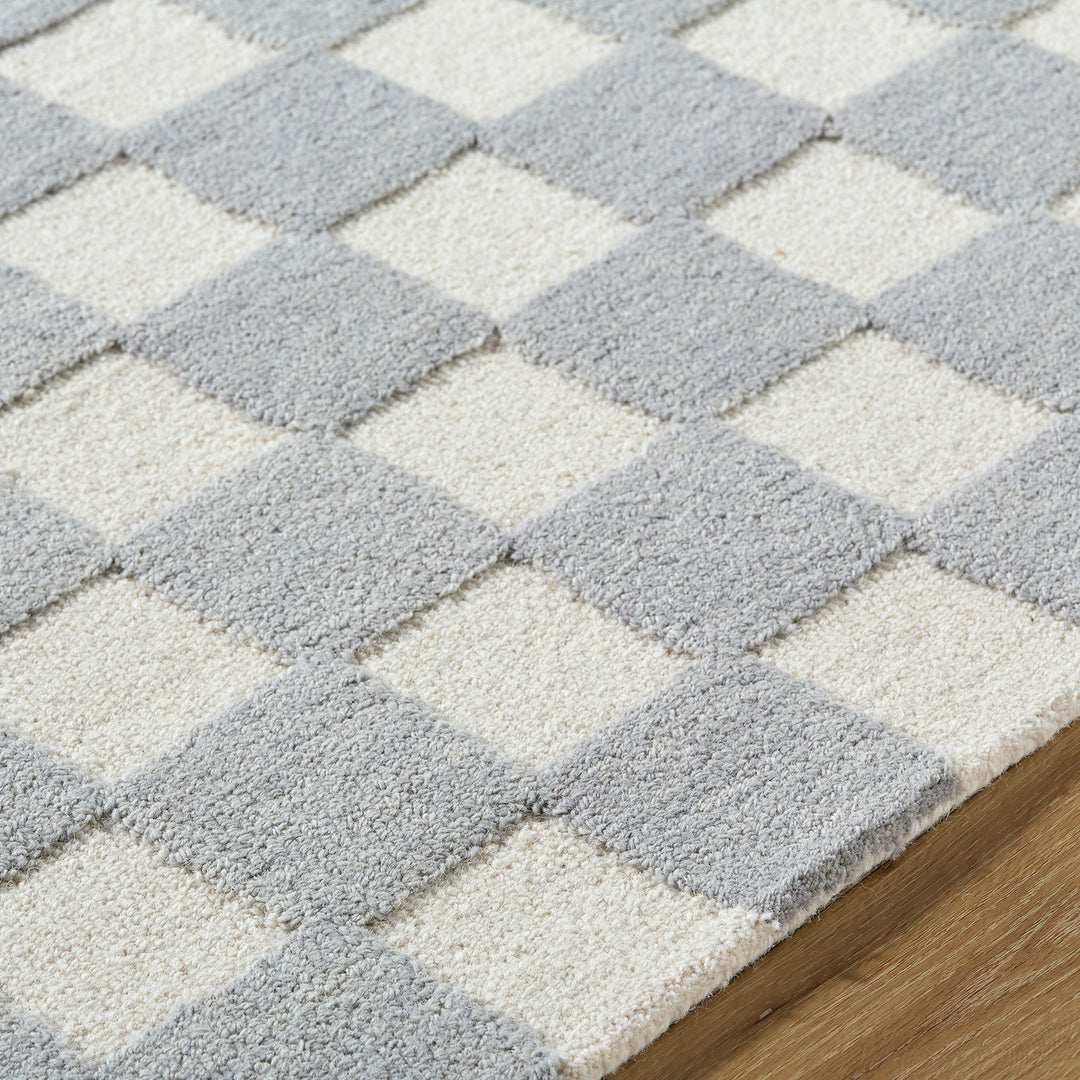 Klopp Modern Wool Checkered Rug Grey - TheArtistsQuarter