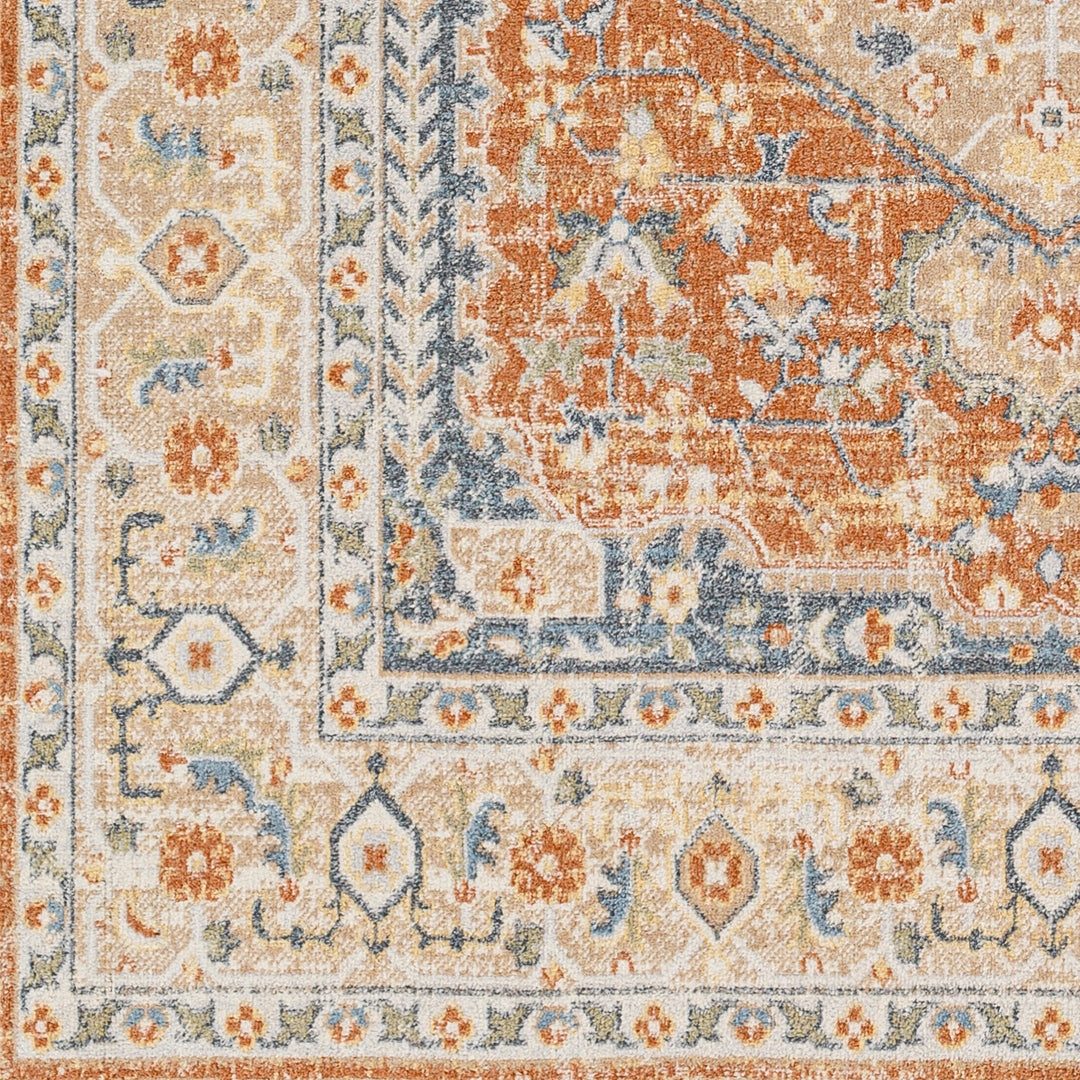 Lillian Traditional Washable Rug Orange & Ivory - TheArtistsQuarter