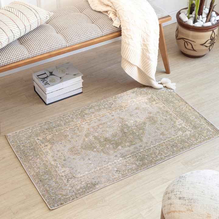 Lillian Traditional Washable Rug Brown & Beige - TheArtistsQuarter