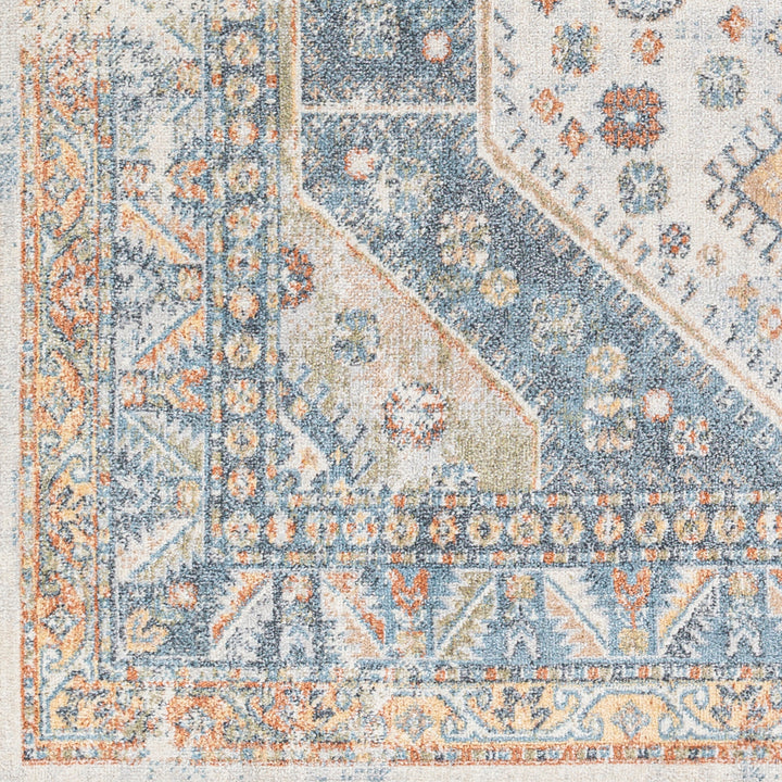 Lillian Traditional Washable Rug Blue & Oatmeal - TheArtistsQuarter