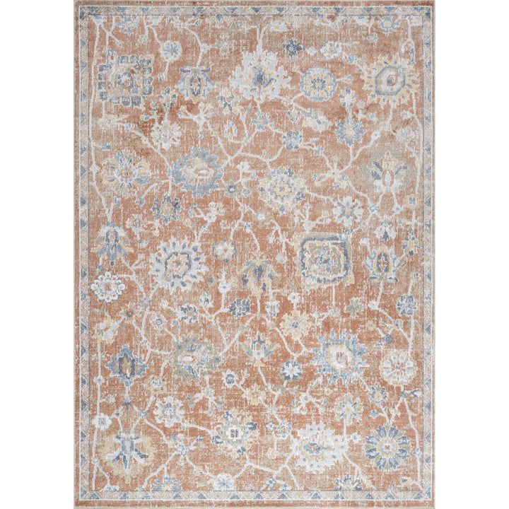 Lillian Traditional Washable Rug Orange & Light Grey - TheArtistsQuarter