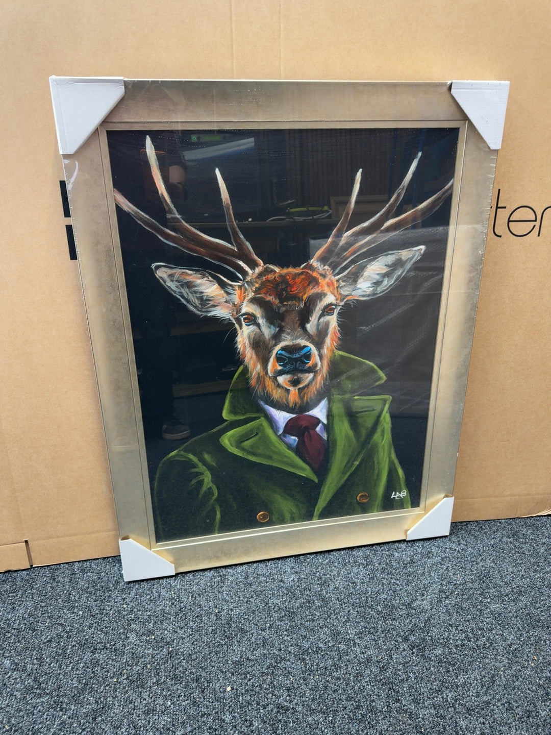 Louise Brown stag portrait trial piece 72cm by 92cm