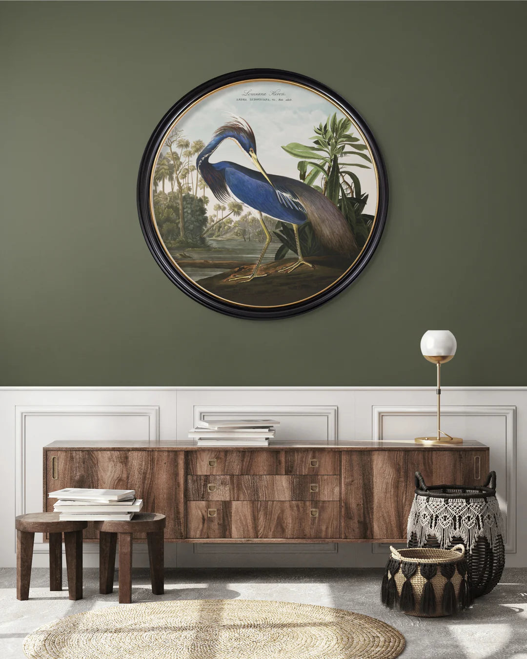 C.1838 Audubon's Herons - Round Frame - TheArtistsQuarter