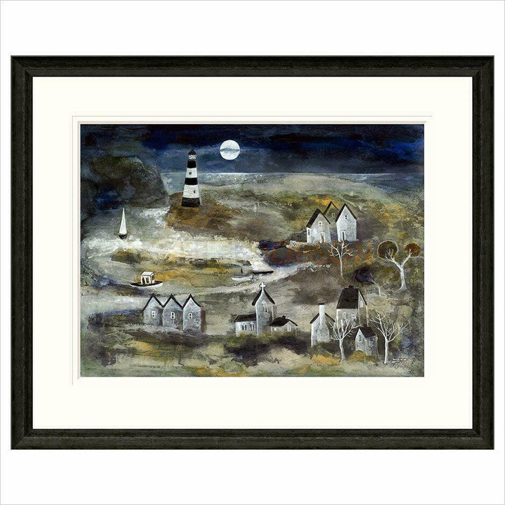 Moonlit Lighthouse By Rosa Sepple - TheArtistsQuarter