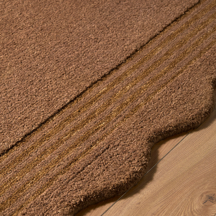 Scalloped Wool Rug Brown - TheArtistsQuarter