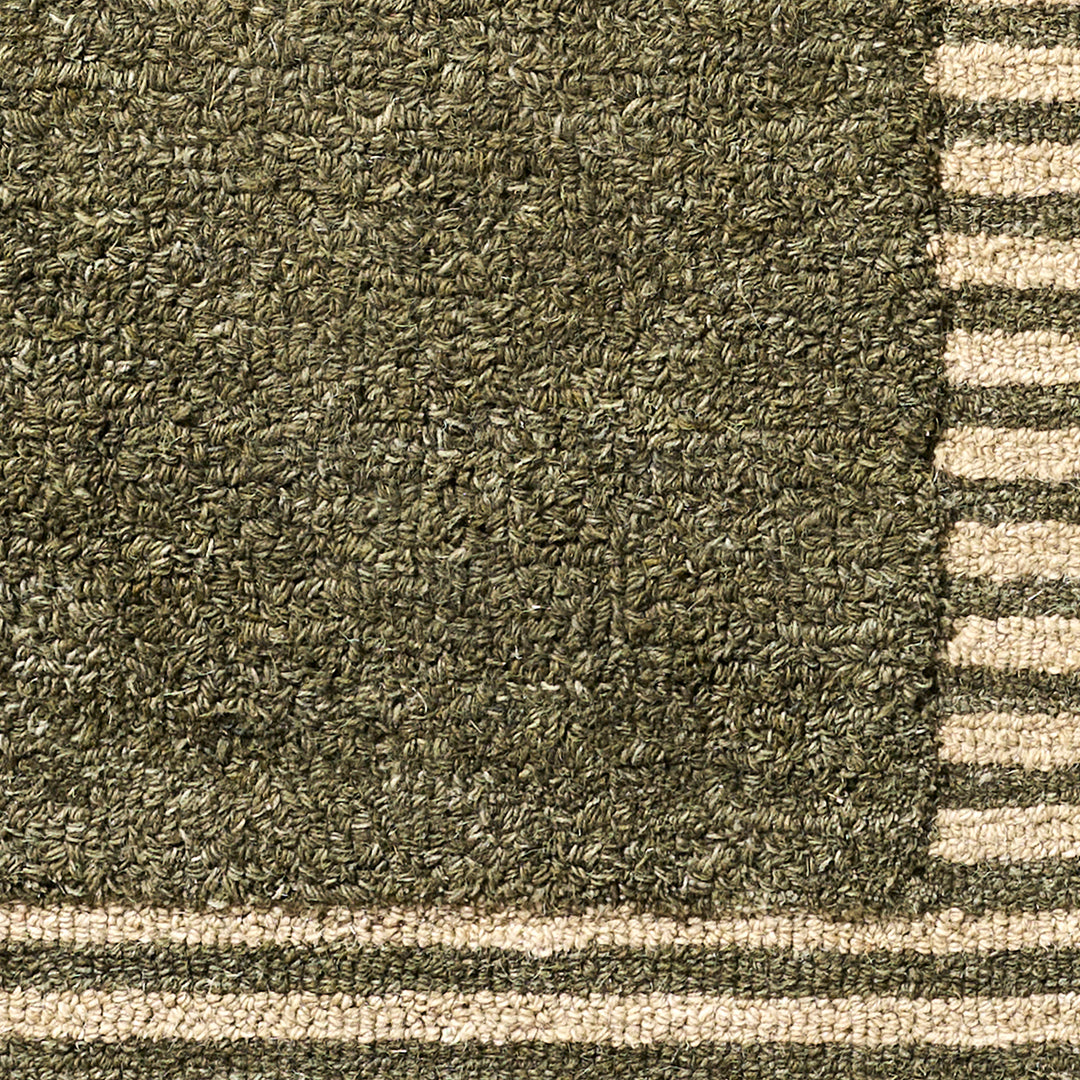 Scalloped Wool Rug Olive Green - TheArtistsQuarter