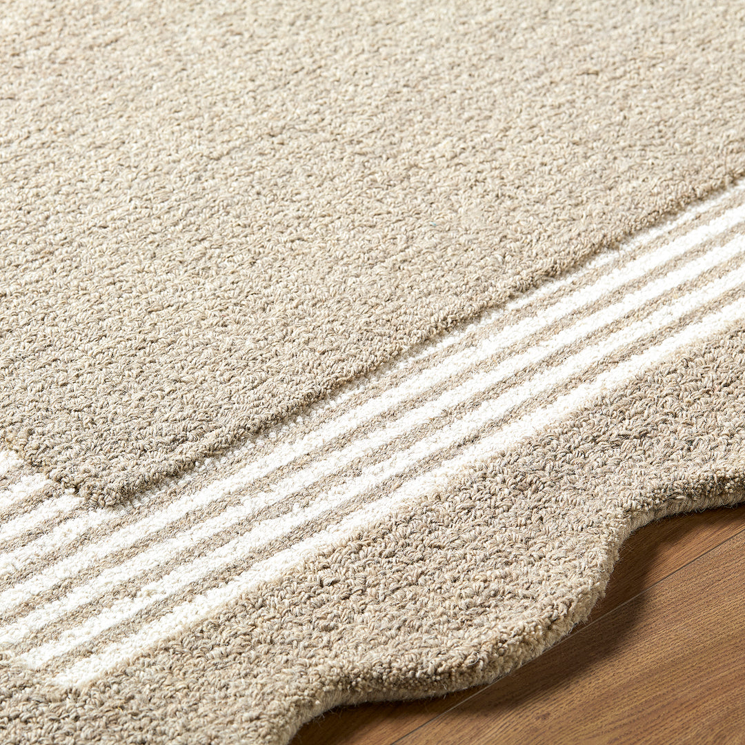 Scalloped Wool Rug Grey - TheArtistsQuarter
