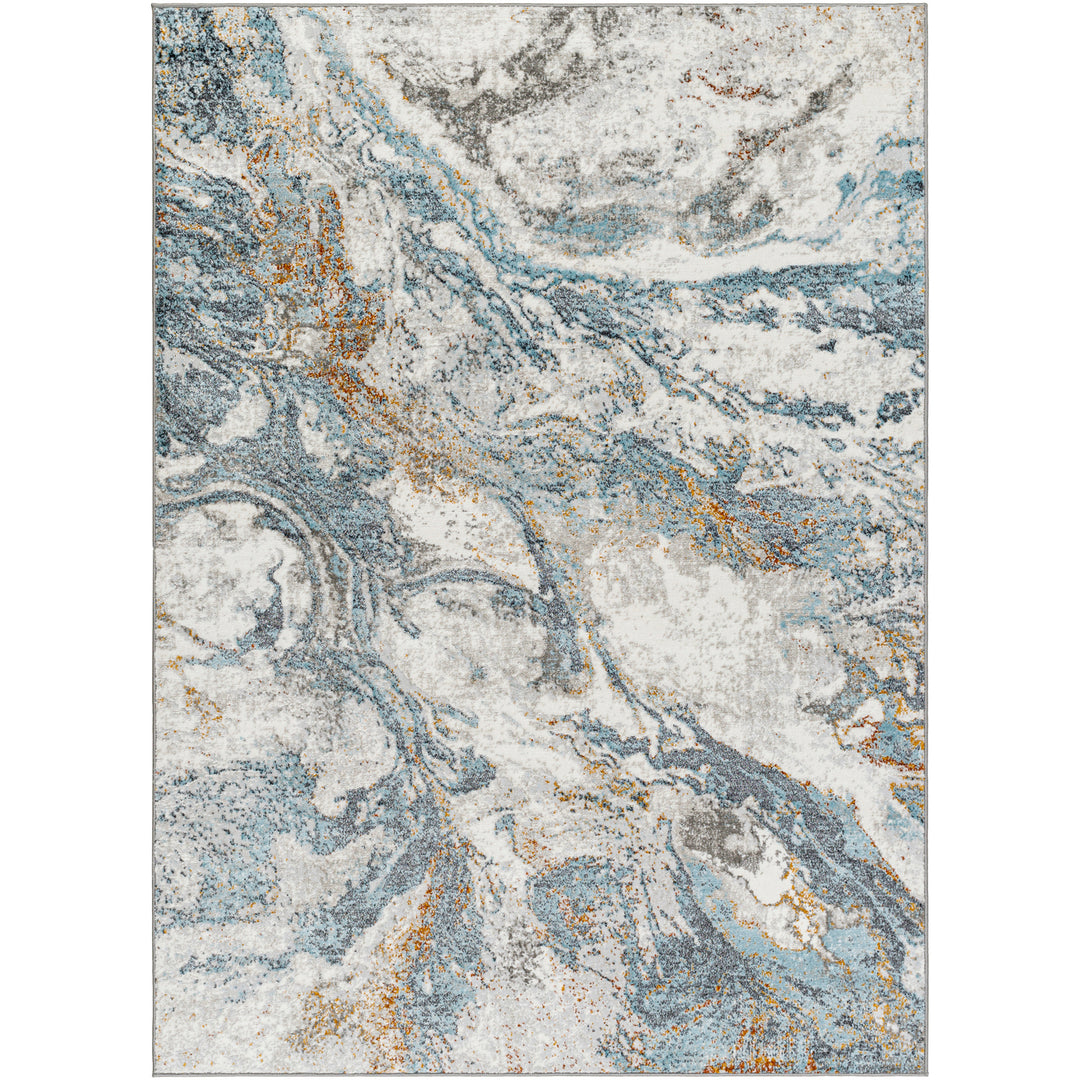 San Francisco Abstract Marble Rug Blue & Ivory - TheArtistsQuarter