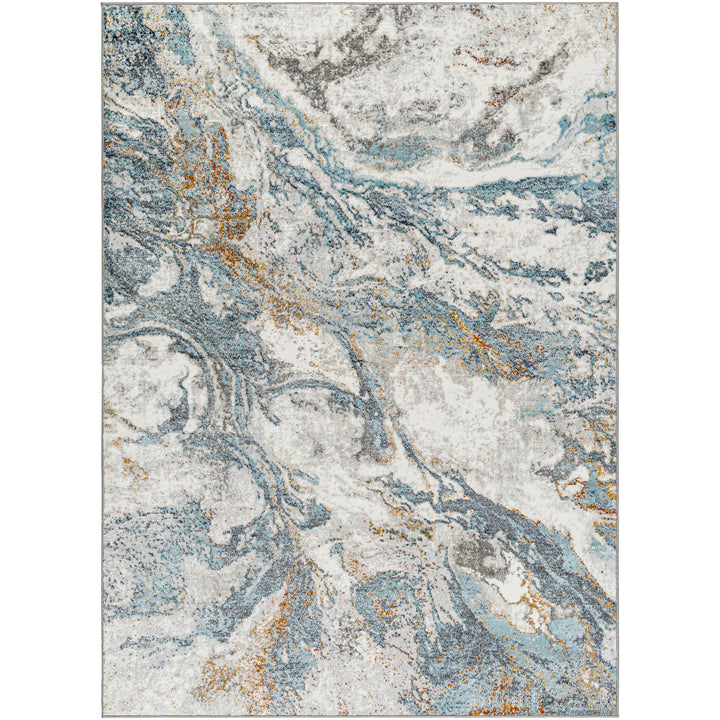 San Francisco Abstract Marble Rug Blue & Ivory - TheArtistsQuarter
