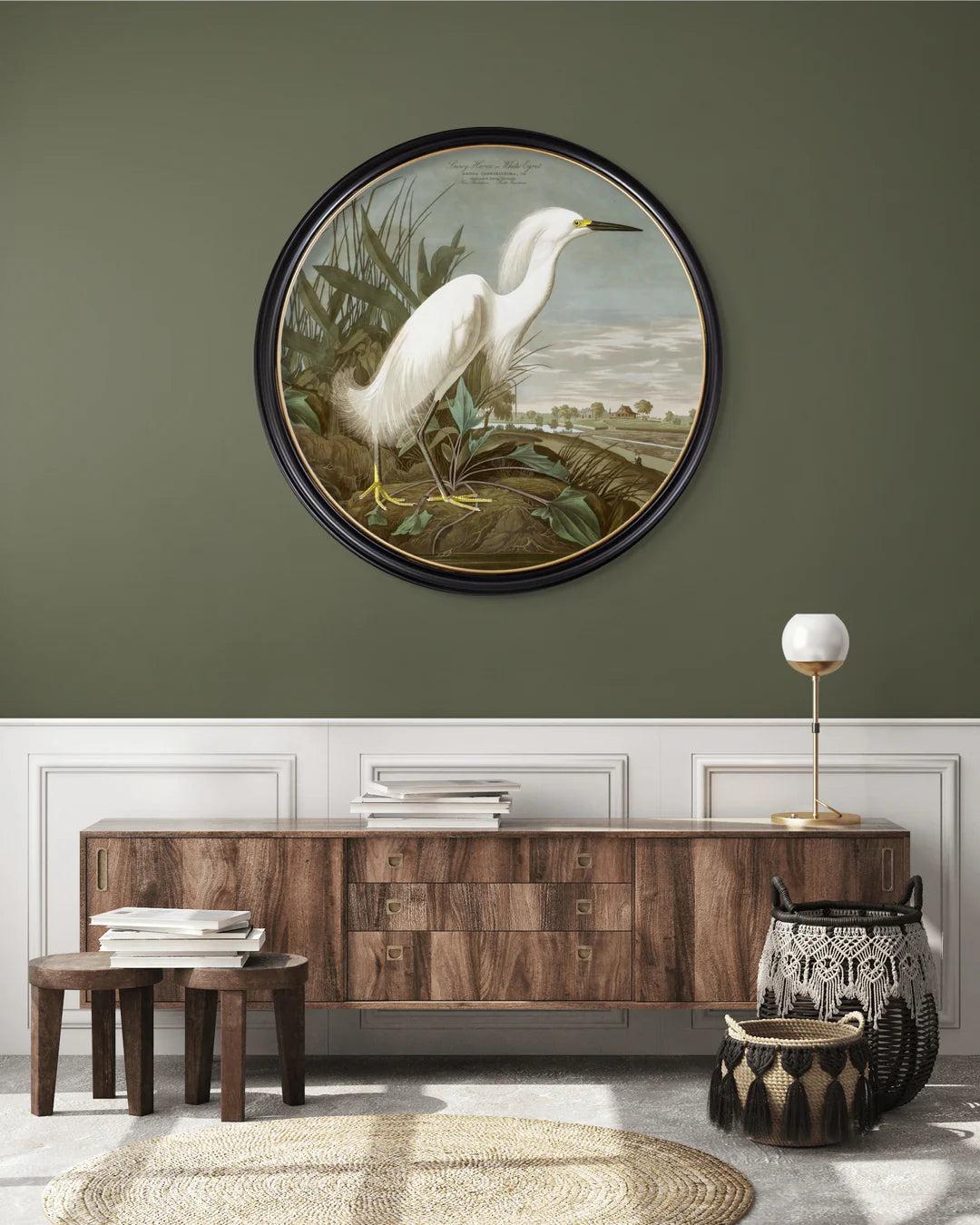 C.1838 Audubon's Herons - Round Frame - TheArtistsQuarter