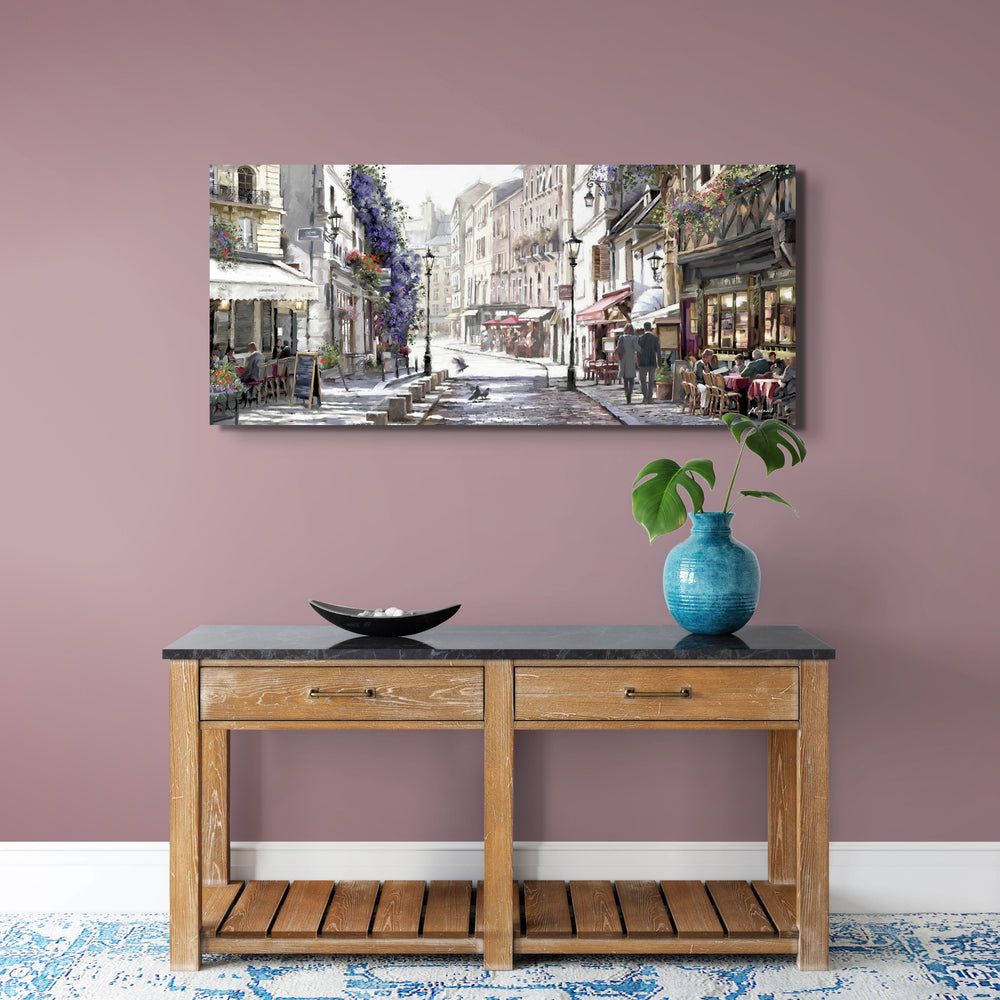 Sunlit Cafes By Richard MacNeil (Extra Large Canvas) - TheArtistsQuarter
