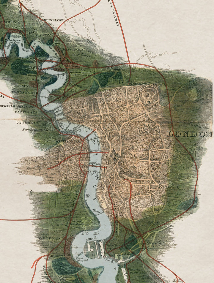 c.1834 Panoramic Map of the Thames - TheArtistsQuarter