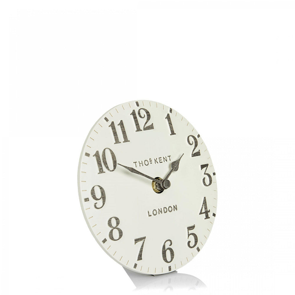 Thomas Kent London. Arabic Mantel Clock 6" (15cm) Limestone - TheArtistsQuarter