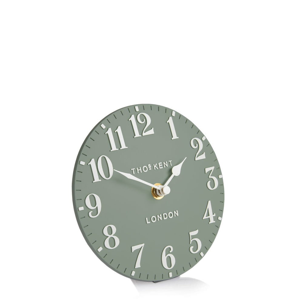 Thomas Kent London. Arabic Mantel Clock 6" (15cm) Seagrass - TheArtistsQuarter