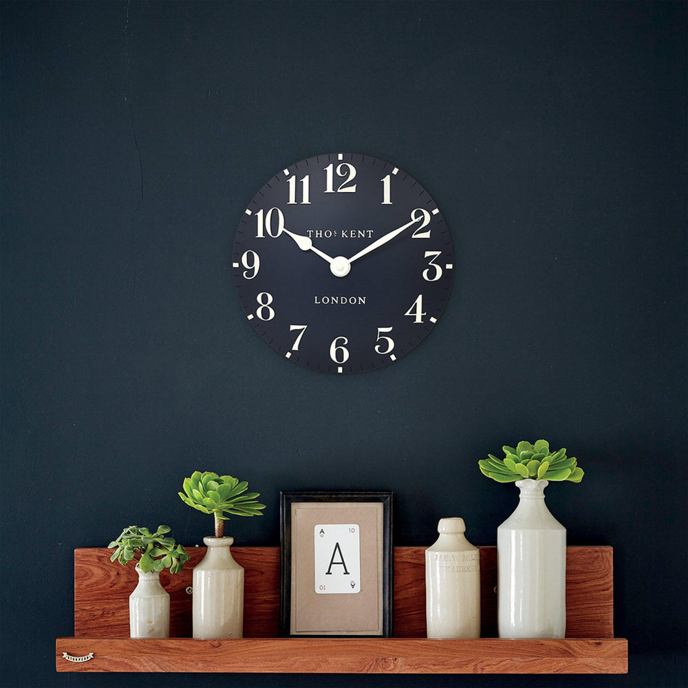 Thomas Kent London. Arabic Wall Clock 12" (31cm) Ink Blue - TheArtistsQuarter