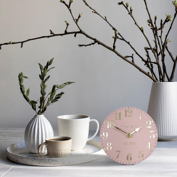 Thomas Kent London. Arabic Mantel Clock 6" (15cm) Blush Pink - TheArtistsQuarter