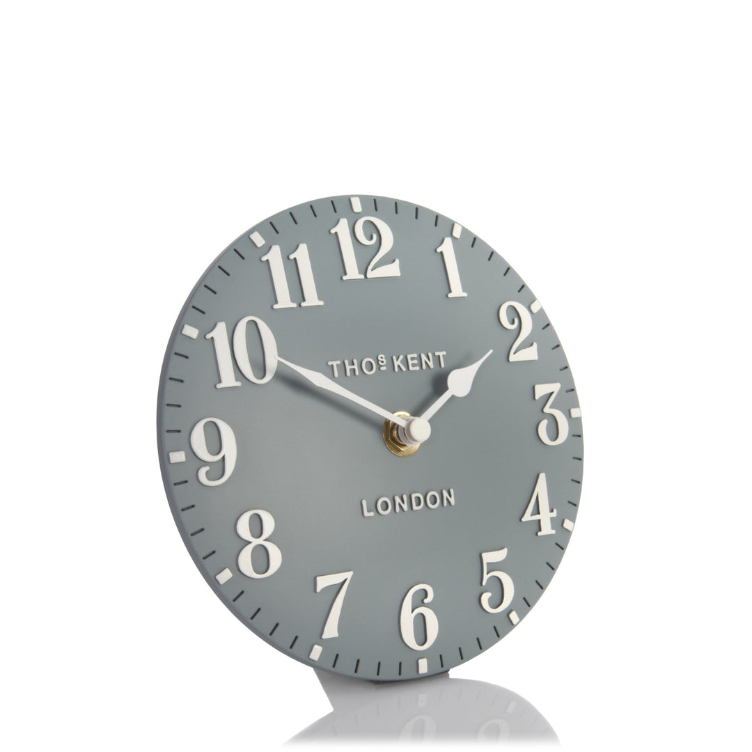 Thomas Kent London. Arabic Mantel Clock 6" (15cm) Flax Blue - TheArtistsQuarter