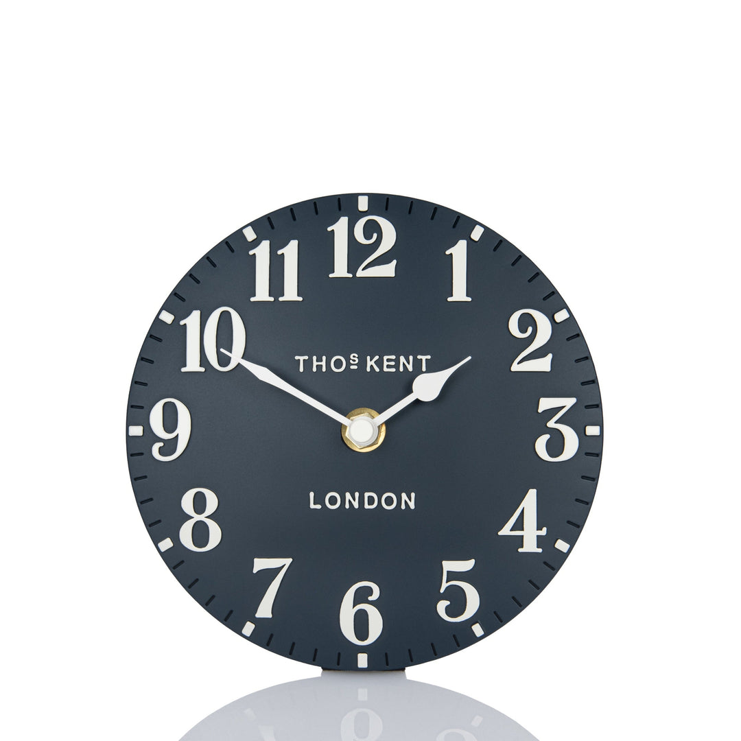 Thomas Kent London. Arabic Mantel Clock 6" (15cm) Ink Blue - TheArtistsQuarter
