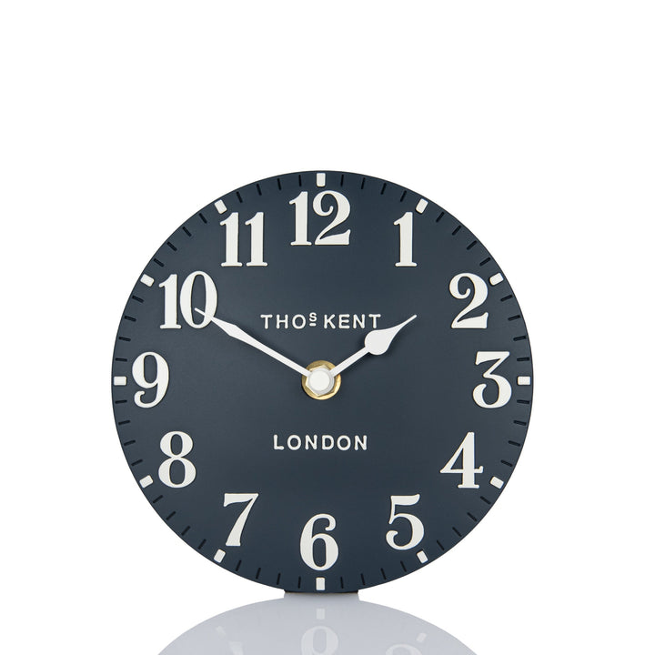 Thomas Kent London. Arabic Mantel Clock 6" (15cm) Ink Blue - TheArtistsQuarter