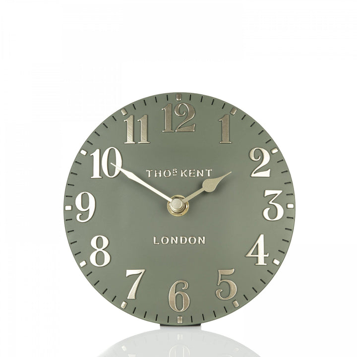 Thomas Kent London. Arabic Mantel Clock 6" (15cm) Lichen - TheArtistsQuarter