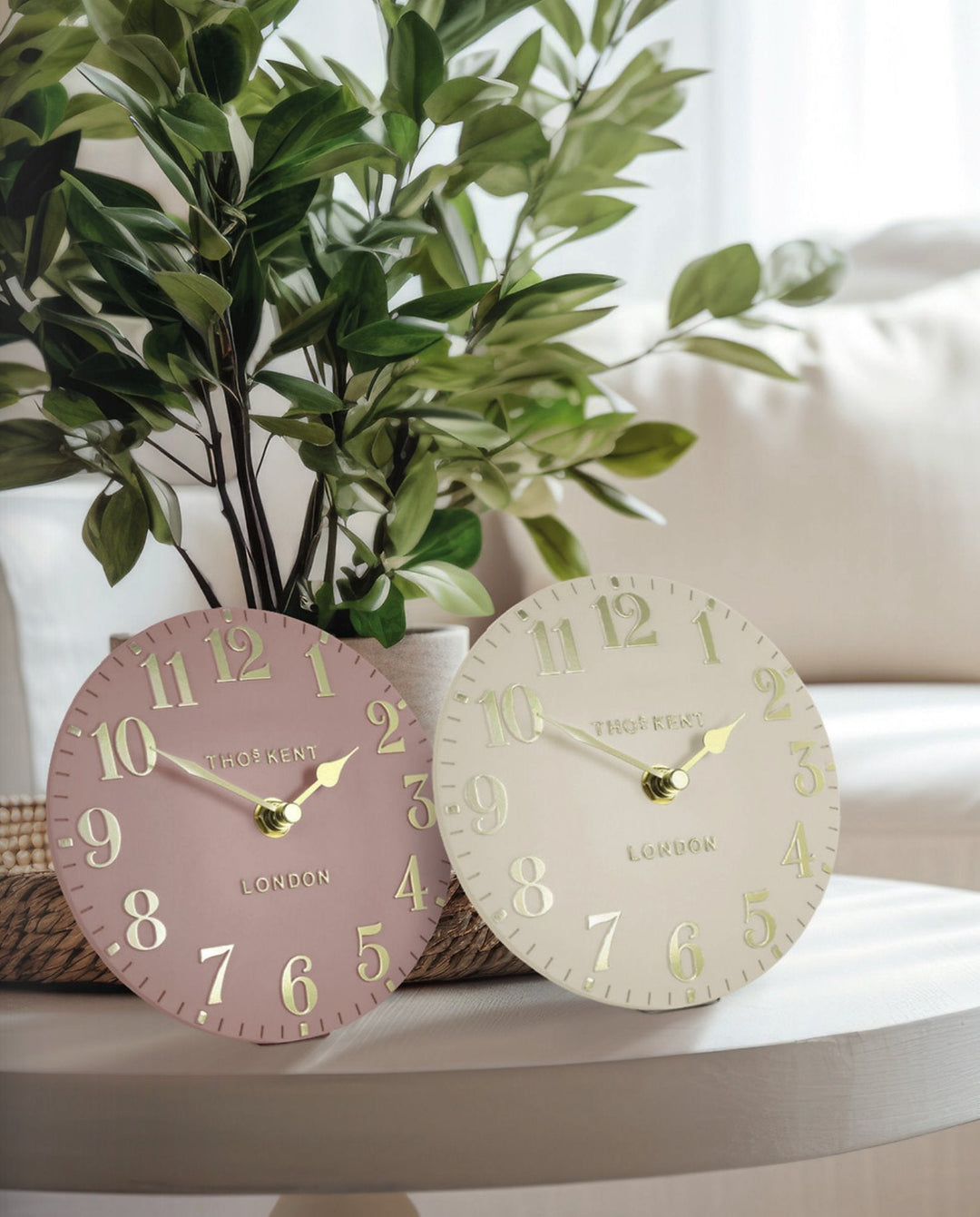 Thomas Kent London. Arabic Mantel Clock 6" (15cm) Oatmeal - TheArtistsQuarter
